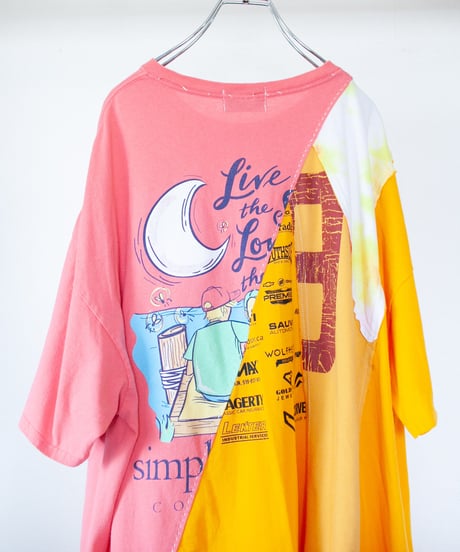 "ピンクナイトウィズイエローフラワーズ" pink night with yellow flowers T-shirt, Rebuild by vintages