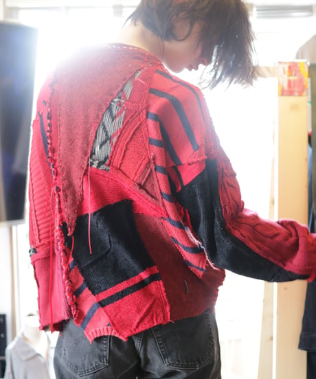 "レッドエンド・ガールフレンド" Red end girl friend, reconstructed from red knit vintages
