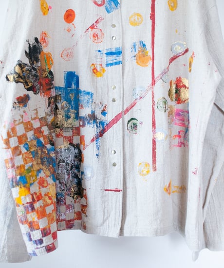 《0＜nisai+α≦Y》 metal hook paint shirt jacket / Atelier linen