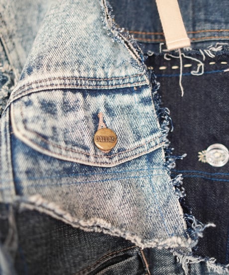 "ブルーグランジフーディーショートジャケット" Blue grunge hoodie short jacekt, Rebuild by vintages