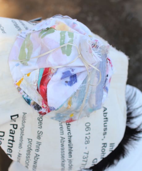"彼女によく似た荒花" Painted cloth Patchwork Flower hat, Rebuild by vintages