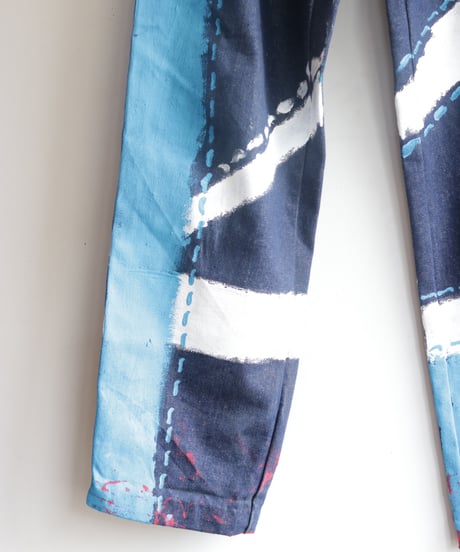 "青の修復" Blue repair painted denim,  Based on vintage denim