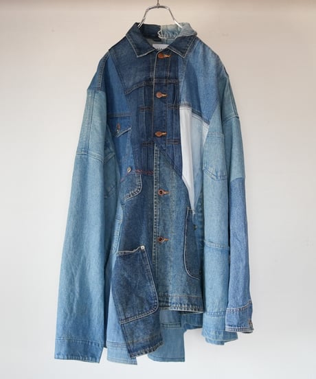"親愛なる雨" Dear rain over denim coat, rebuild by vintages