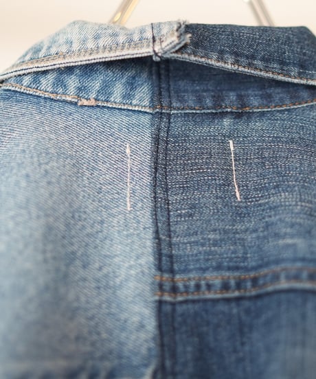 "親愛なる雨" Dear rain over denim coat, rebuild by vintages