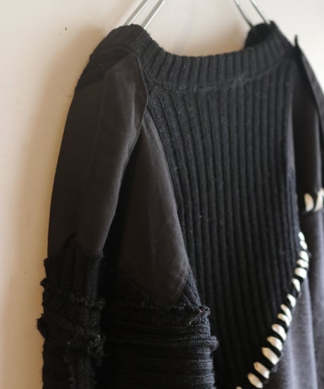"月夜" night and moon knit, reconstructed from black knit vintages