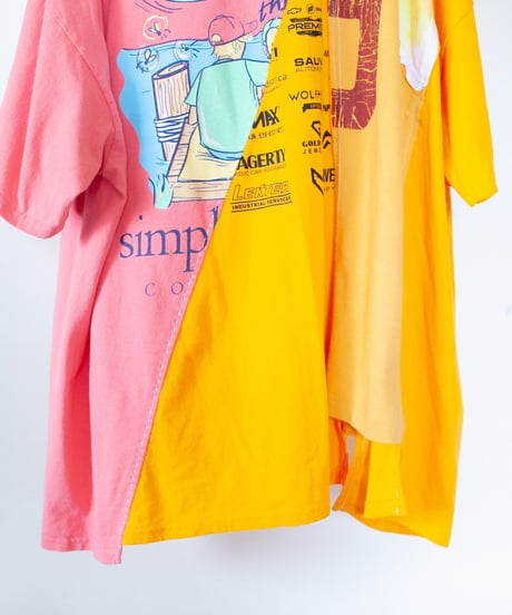 "ピンクナイトウィズイエローフラワーズ" pink night with yellow flowers T-shirt, Rebuild by vintages