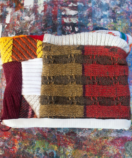 "つぎはぎの猫耳帽子 第十二色" knit cat cap, Rebuild by vintagess