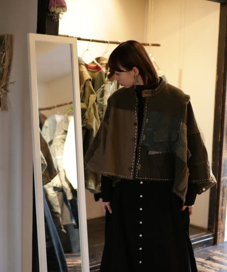"ふたりきり" Too Wide Short jacket, reconstructed from Green vintages