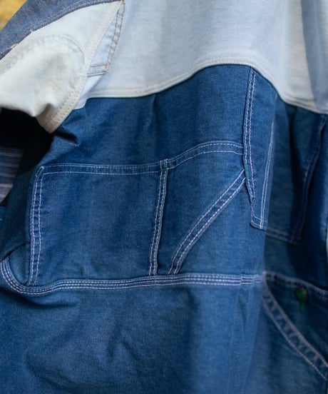 《nisai × soma komatsuno》"おわらない青、時々黄" Patchwork oversized jacket, Rebuild by vintage denims