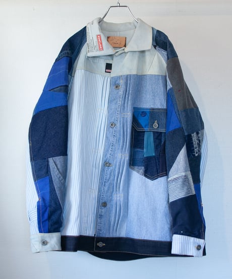 《nisai × soma komatsuno》"おわらない青 遊青編" Patchwork oversized jacket, Rebuild by vintage denims