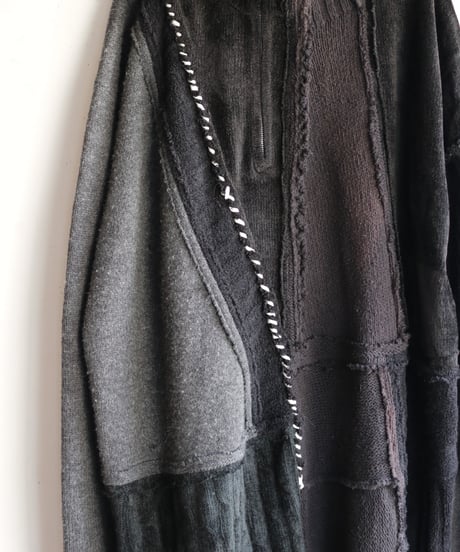 "夜間飛行" night flight knit one-piece, reconstructed from black knit vintages