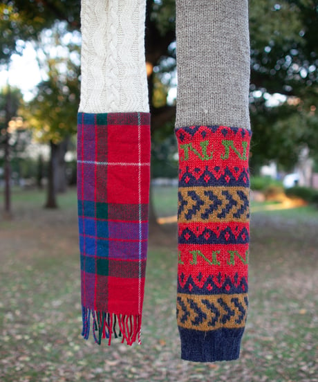 "リズム" Vintage knit and rug Rebuild Muffler by rhythm