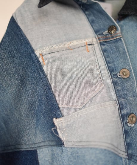 "非対称な青のコート" Asymmetry over denim coat, rebuild by vintages