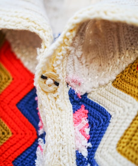 "揺れる虹のカーディガン" Swaying rainbow cardigan, rebuild by vintages