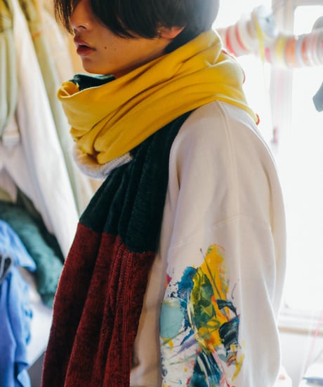 "若い多声音楽" Vintage knit Rebuild Muffler by Polyphony