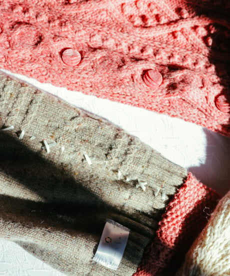 "夜中に台所でぼくはきみに話しかけたかった" Vintage knit Rebuild Muffler by Midnight