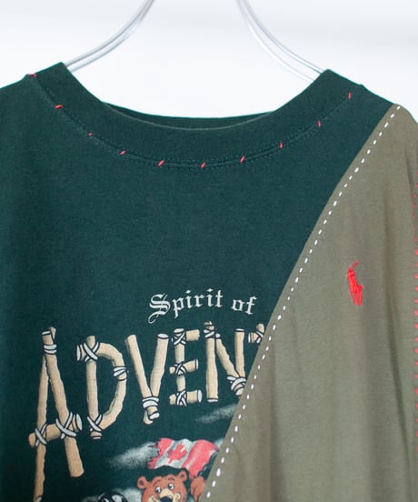 "赤い花のある森" forest with red flowers T-shirts, Rebuild by vintages