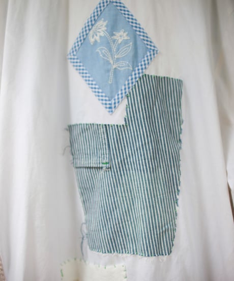 "涼しい青と風緑の春秋コート" Cool blue and wind green spring / autumn coat, Rebuild by vintages