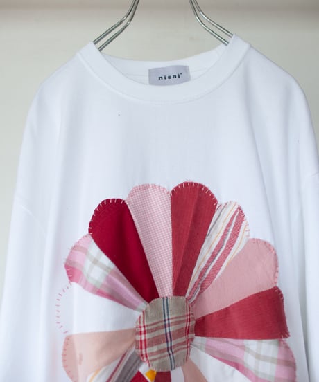 "私だけの花のロンT 第三十色" My own flower L/S T-shirt by the World, patchworked by vintages