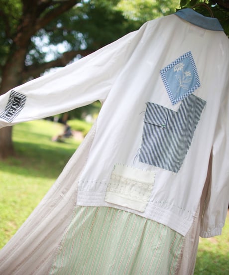 "涼しい青と風緑の春秋コート" Cool blue and wind green spring / autumn coat, Rebuild by vintages