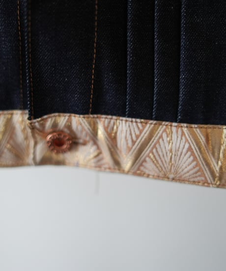 《nisai × soma komatsuno》"藍と黄金と緑" Patchwork Denim jacket, Rebuild by vintage kimono