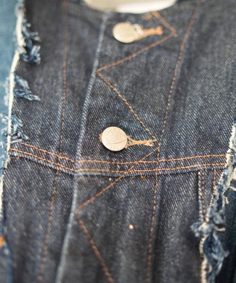 "むきだしの青" Blue grunge jacket, Rebuild by vintages
