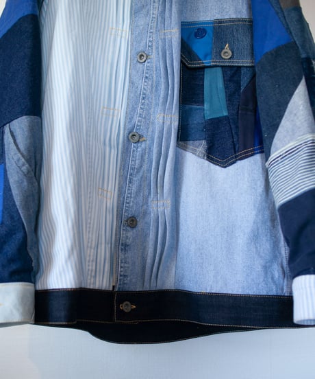 《nisai × soma komatsuno》"おわらない青 遊青編" Patchwork oversized jacket, Rebuild by vintage denims