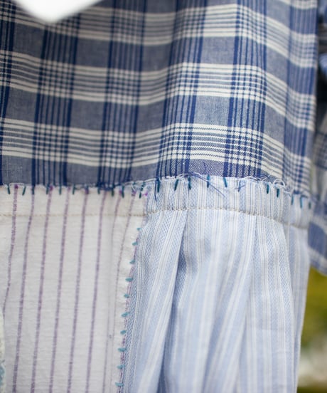 "少し背の低いあの子のためのワンピース" A blue dress for that little girl who is a little short, Rebuild by vintages