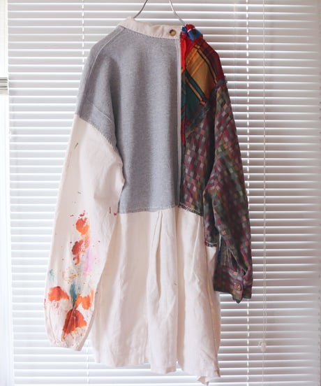 "愛の別名／レヴィ＝ストロースへ捧ぐ" Bricolage long shirt dedicated to Levi Strauss, rebuild by vintages