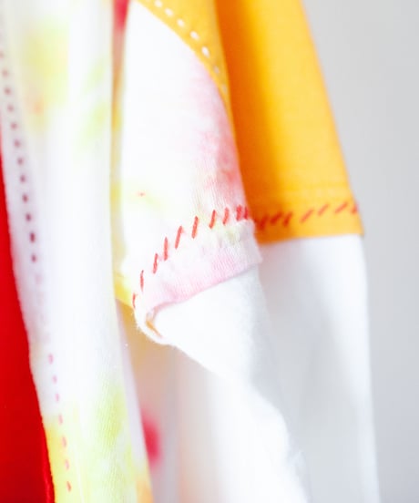 "色彩花" Rainbow flowers long-sleeved T-shirt, Rebuild by vintages