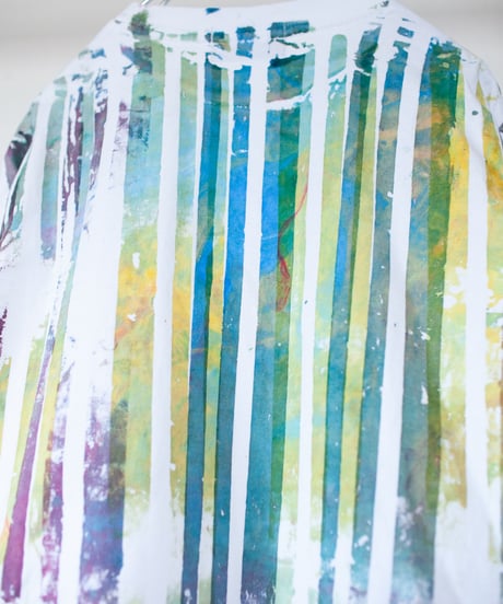 "色彩手刷り（あるいは翼）のロンT 第二色" Multi color hand-printed (or winged) long-sleeved T-shirt