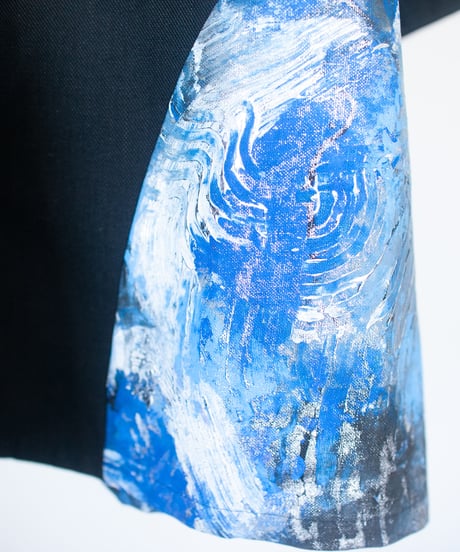 《0＜nisai+α≦Y》 metal hook paint half-sleeve shirt jacket / black cotton