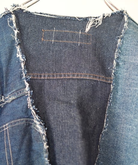 "むきだしの青" Blue grunge jacket, Rebuild by vintages