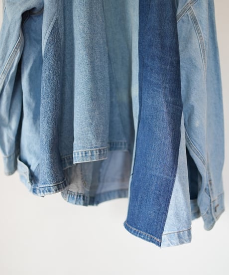 "非対称な青のコート" Asymmetry over denim coat, rebuild by vintages