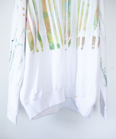 "愛おしい不自由" Trainer by Analog silk screen overlay blurring hand-print