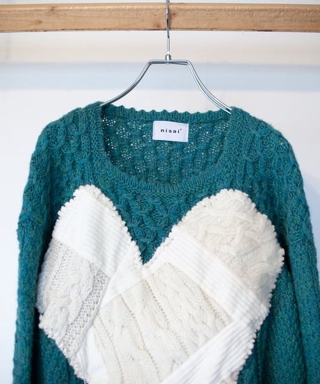"つぎはぎのラブのセーター 第九色" patchwork of kove knit, Rebuild by vintages