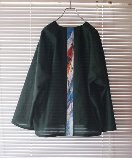 《0＜nisai+α≦Y》  three button shirt jacket / Green silk cotton