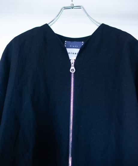 《0＜nisai+α≦Y》 riri zip painted jacket / wool and cotton black
