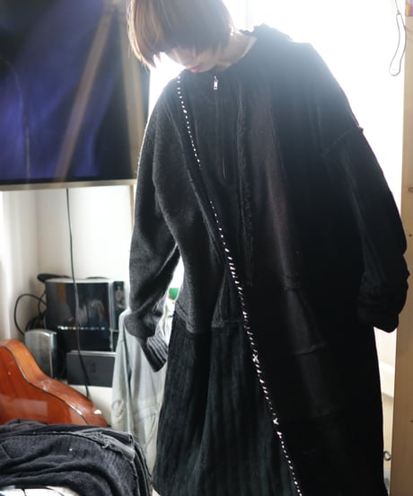 "夜間飛行" night flight knit one-piece, reconstructed from black knit vintages