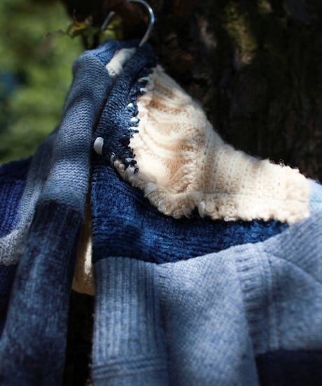 "あの日、青かっただけのニット・マフラー" past blue muffler, Rebuild by vintages