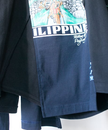"ナイトパークウィズフラワーズ" Night park with flowers long-sleeved T-shirt, Rebuild by vintages