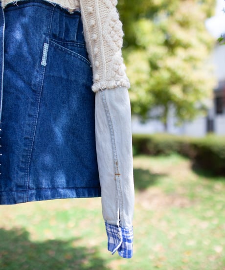 "それぞれの青のカーディガン" Cardigan with two large pockets, Rebuild by vintages