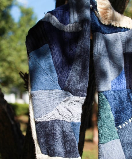 "あの日、青かっただけのニット・マフラー" past blue muffler, Rebuild by vintages