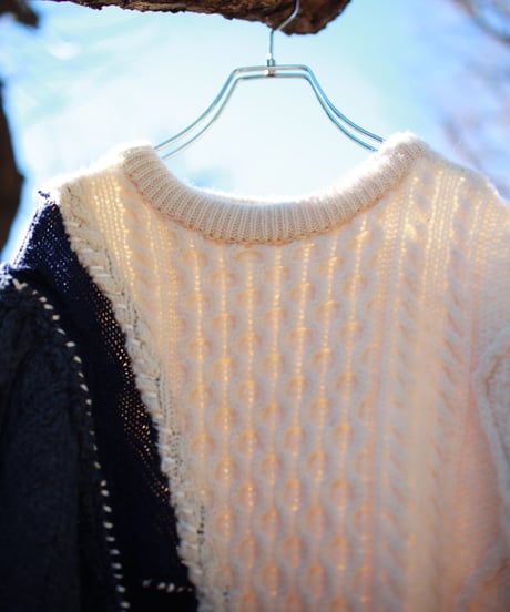 "青の向こうへ" Beyond blue knit, Rebuild by vintages