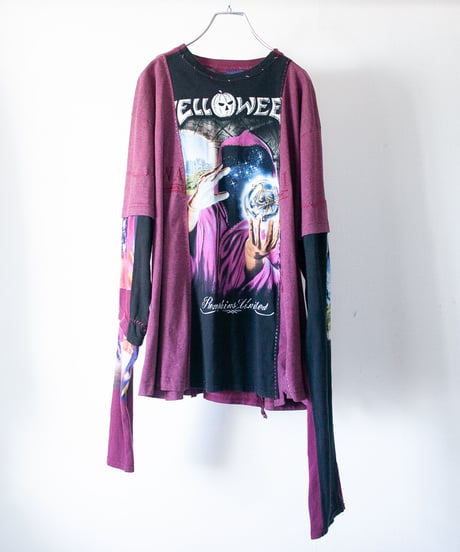 "花を背負ってロックを歌う" Carrying flowers, singing rock. long-sleeved T-shirt, Rebuild by vintages