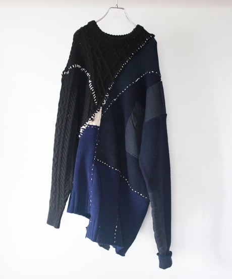 "夜の海" Seaside night knit, Rebuild by vintages