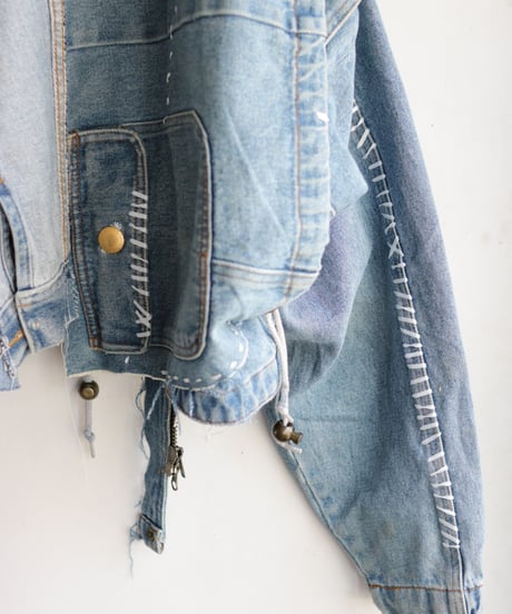 "すれちがって巡り合う青" FAREWELL AND REUNION Denim jacket, reconstructed from denim vintages