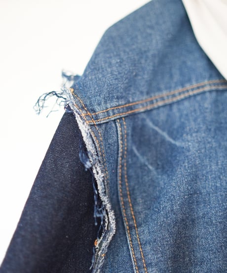 "ブルーグランジフーディーショートジャケット" Blue grunge hoodie short jacekt, Rebuild by vintages