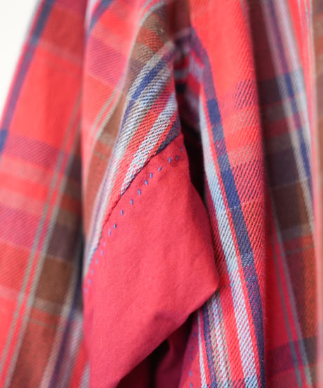 "赤い花" Red flower shirt jacket, Rebuild by vintages