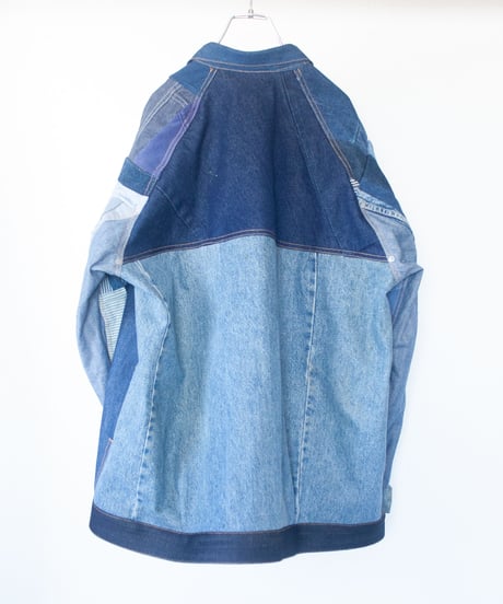 《nisai × soma komatsuno》"おわらない青" Patchwork oversized jacket, Rebuild by vintage denims